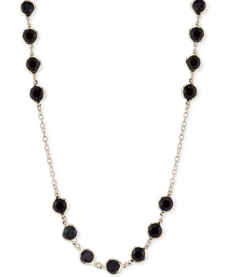 2028 - Gold-Tone Jet Stone Long Length Necklace