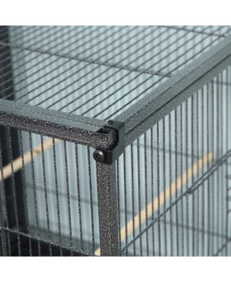 Double Rolling Bird Cage with Removable Metal Tray and Storage Shelf