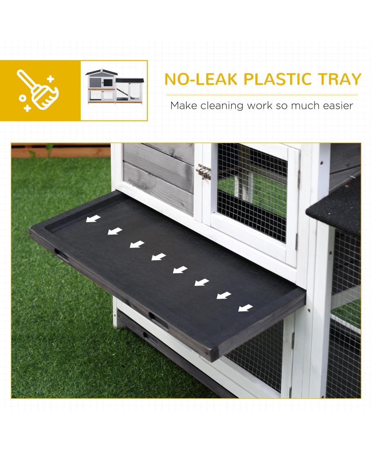 PawHut 2-Story Rabbit Hutch Wooden Bunny Cage Small Animal House