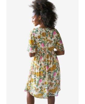 Women's Ruffled V-Neck Empire Dress