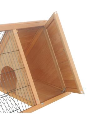 46" x 24" Wooden A-Frame Outdoor Rabbit Cage Small Animal Hutch,