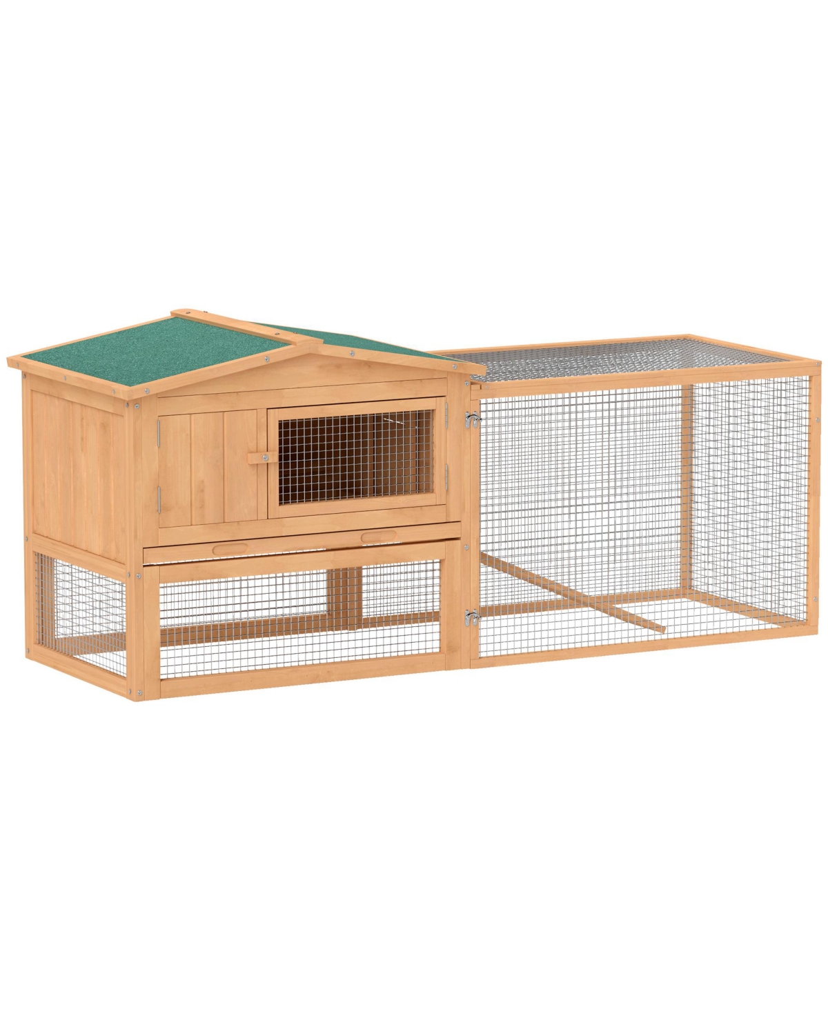 Pawhut Wooden Small Animal House Rabbit Hutch Bunny Cage w/ Backyard Run Ramp