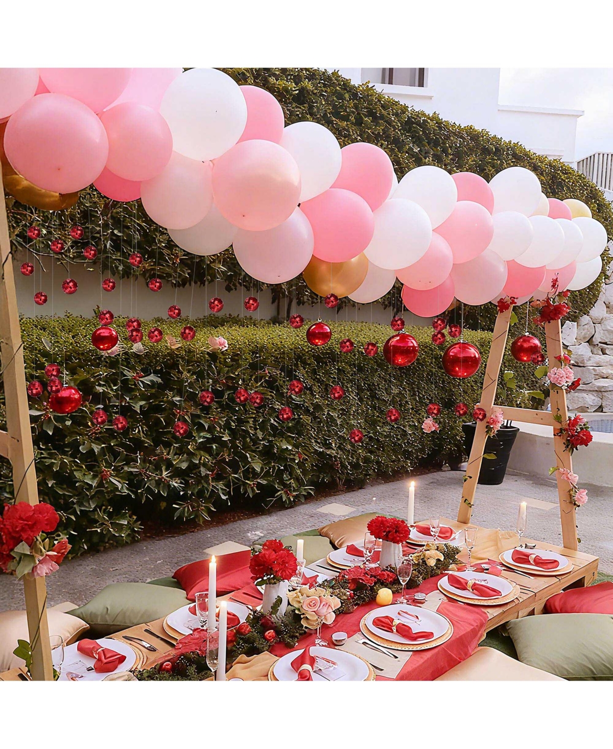 Yescom 20PCS 1.6" Small Disco Ball Mirror Mini Hanging Decoration for Events Wedding 70s 80s Party Business Holiday Home Decor Red