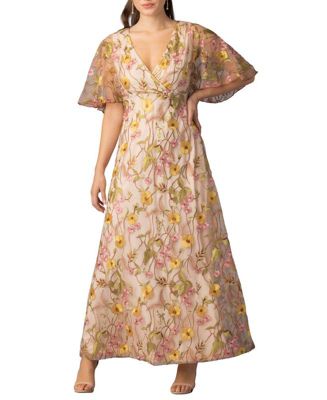 Women's Embroidered Elegance Evening Gown with Sleeves