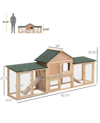 83" Wooden Rabbit Hutch House with Run