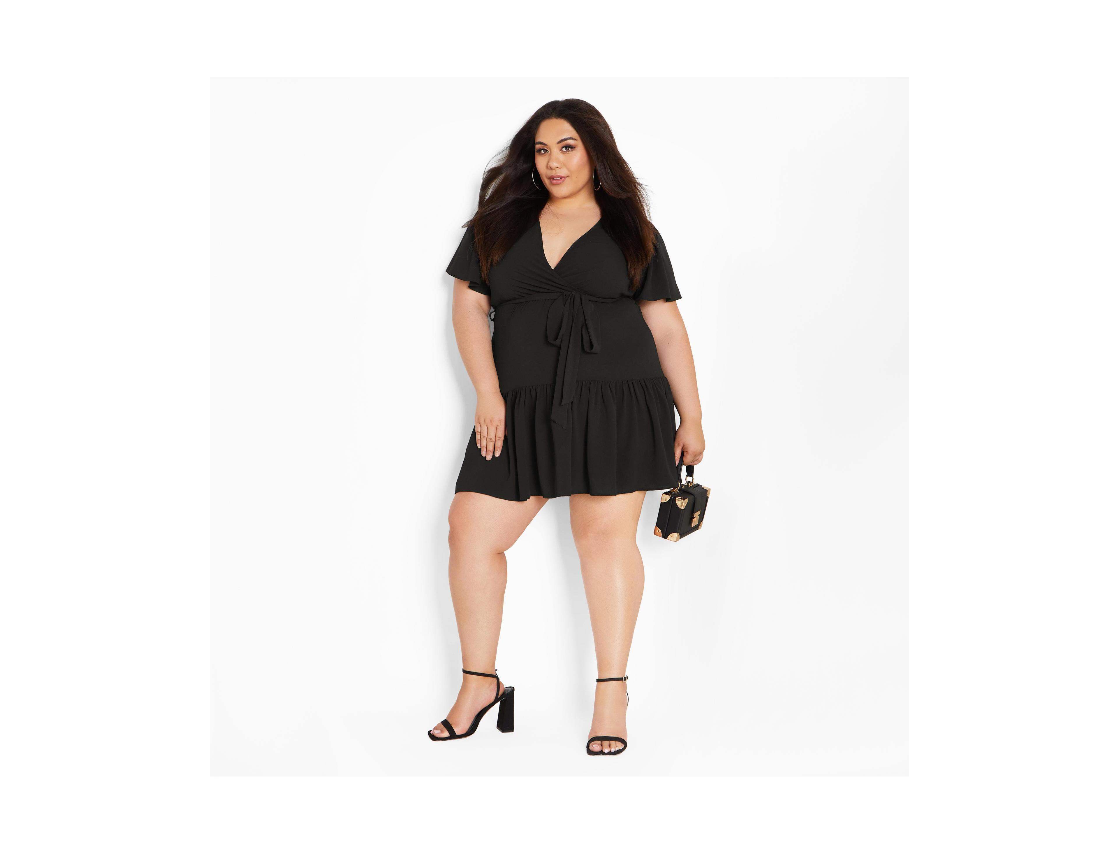 City Chic Women's Catherine Faux Wrap Tier Dress