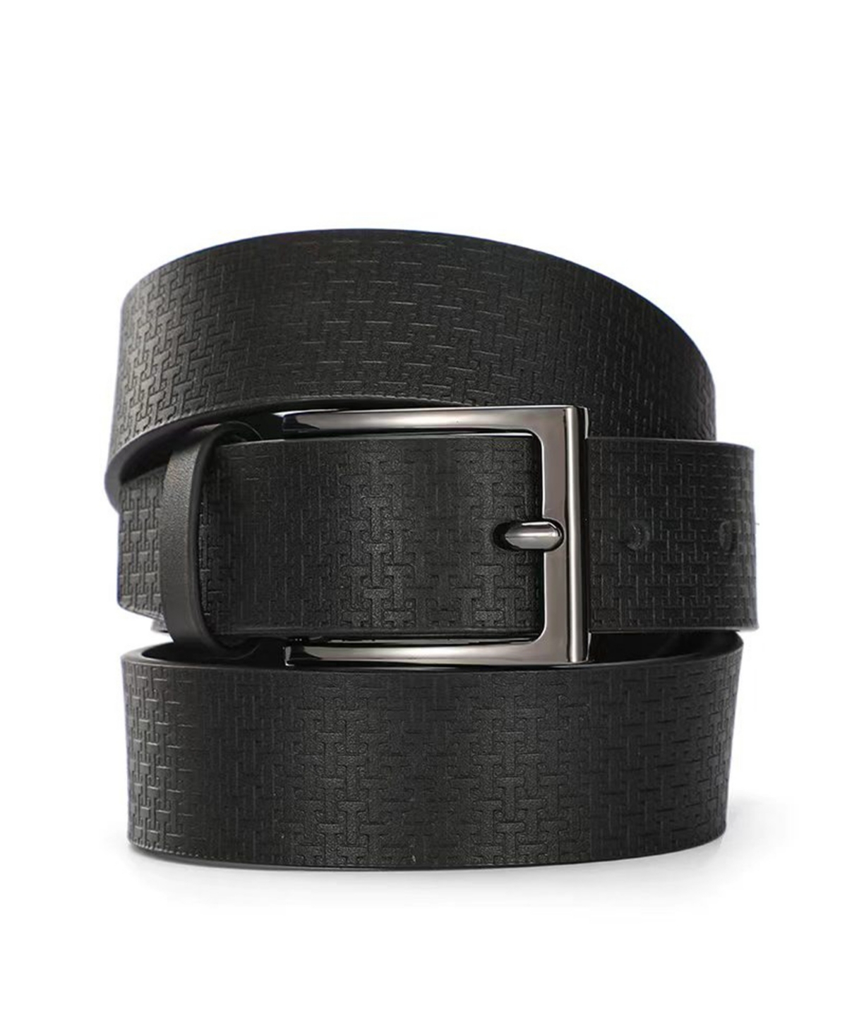Ted Baker Men's All-over Logo "t" Leather Belt In Black