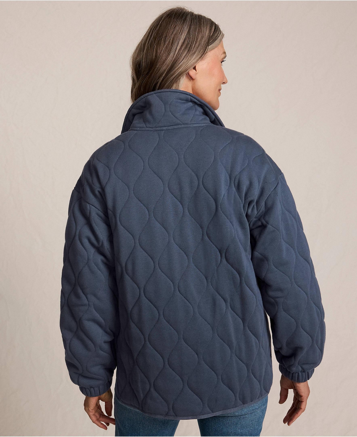 Lands' End Women's RainDefense Serious Sweats Quilted Full Zip Jacket