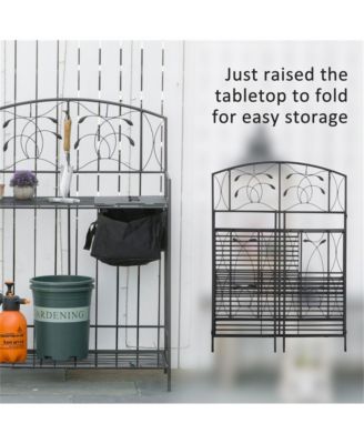 Garden Work Bench with Multi-Layer Open Shelf Design