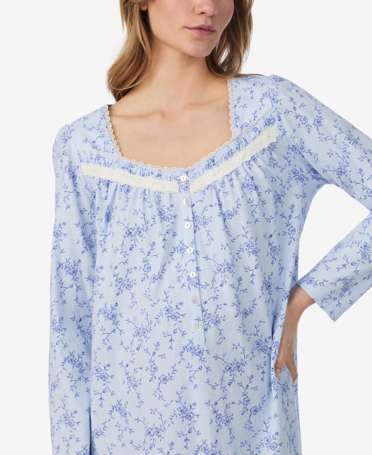 Eileen West Women's Long Sleeve Nightgown In Blue