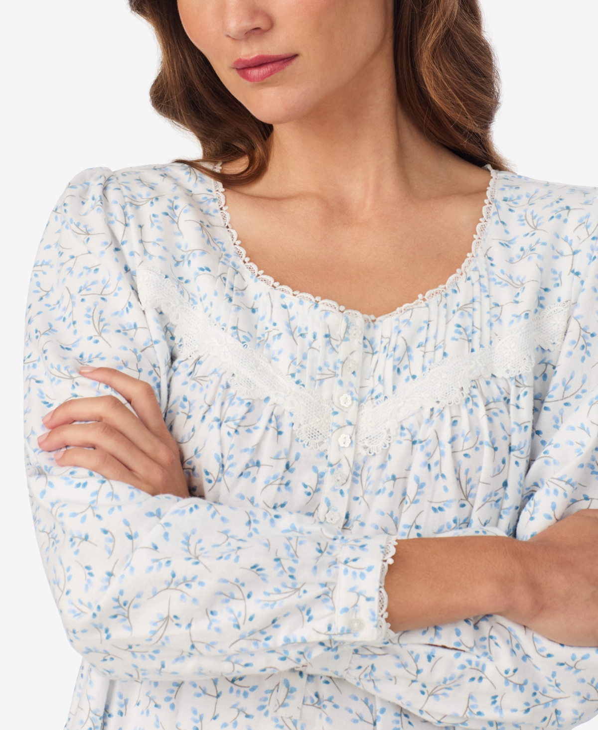 Eileen West Women's Long Sleeve Waltz Nightgown In White