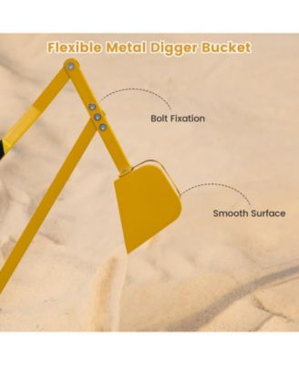 Kids Ride-On Sand Digger with 360° Rotation and Metal Frame