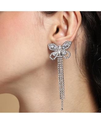 Women's The Bijou-Papillon Drop Earrings - Crystal Silver