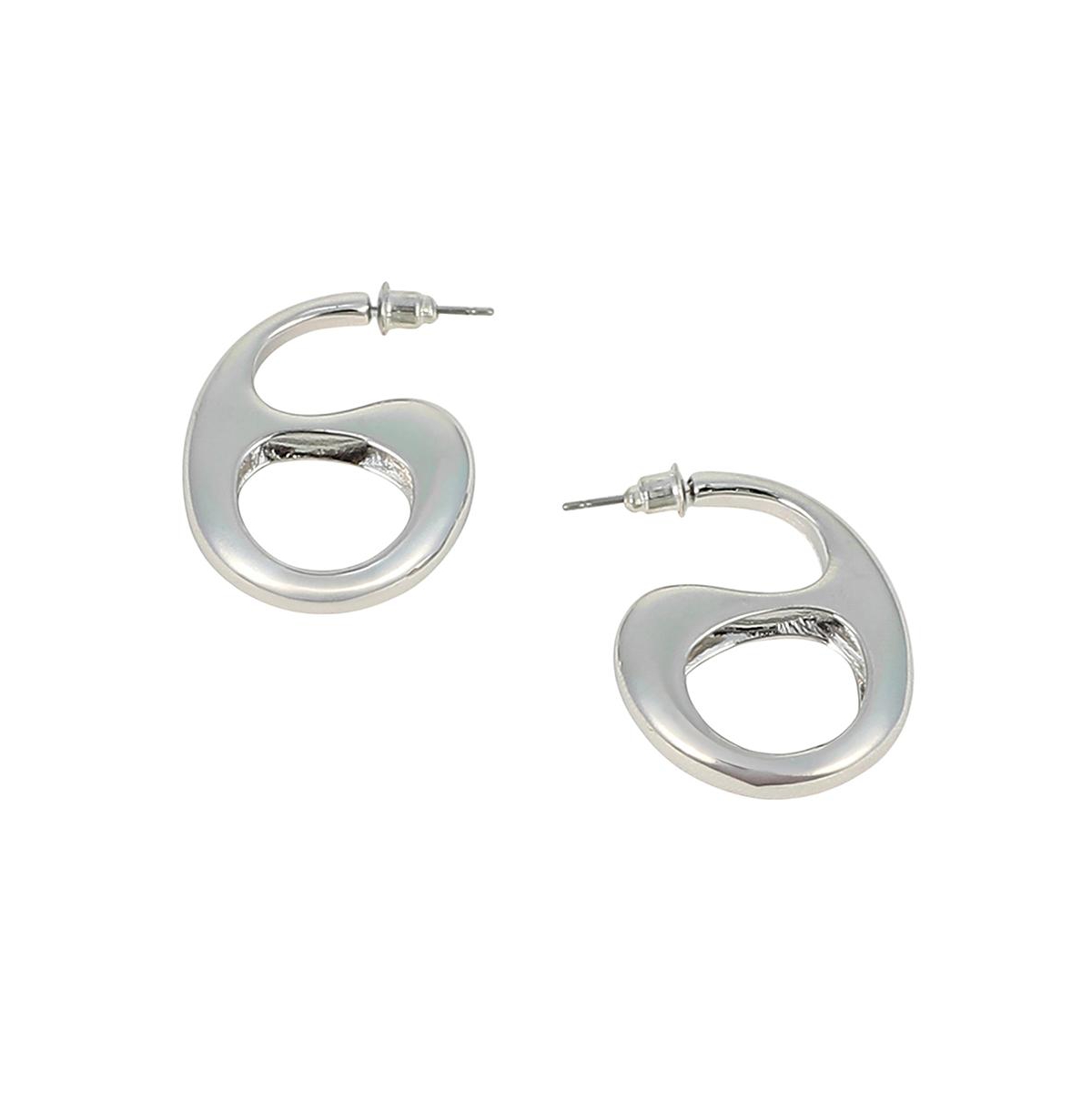 Women's The Mid-Gloss Bolt Hoop Earrings - Chrome Silver