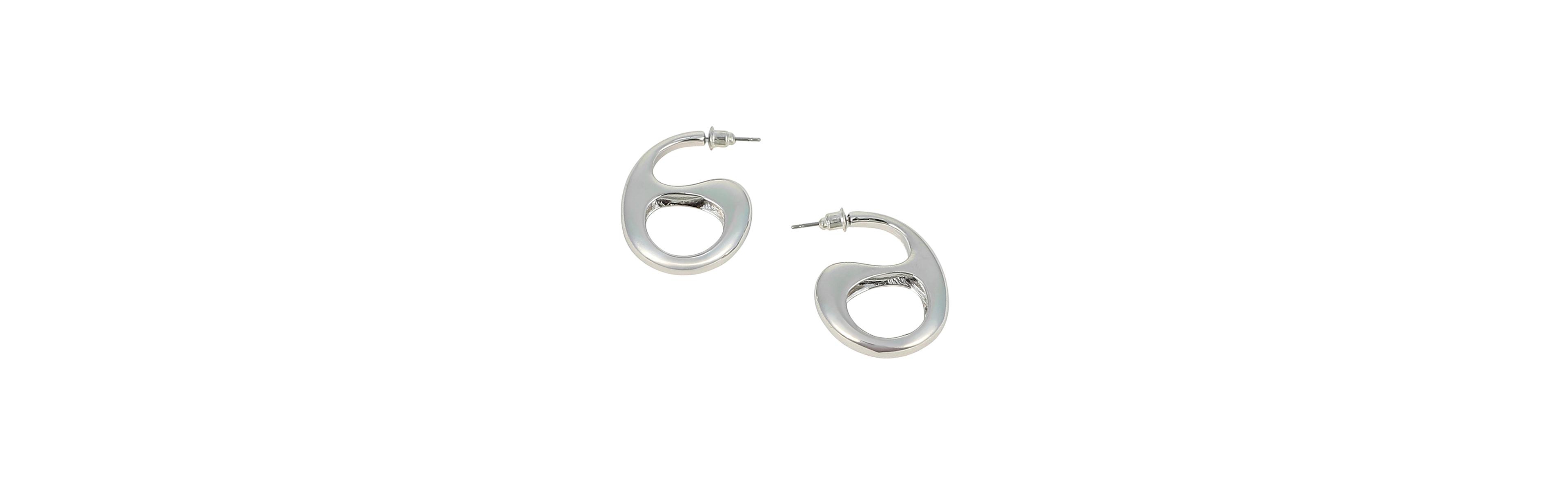Sohi Women's Chrome The Mid-Gloss Bolt Hoop Earrings