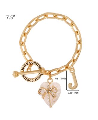 Heart Stone & J Charm Bracelet