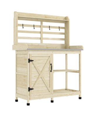 Outdoor Potting Bench with Open Shelf Storage for Gardening Needs