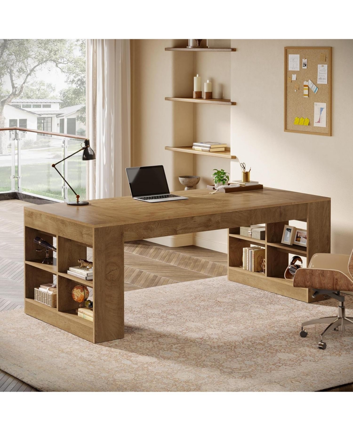 Tribesigns Wood Gaming Table,Two Person Desk, Double Computer Office Desk