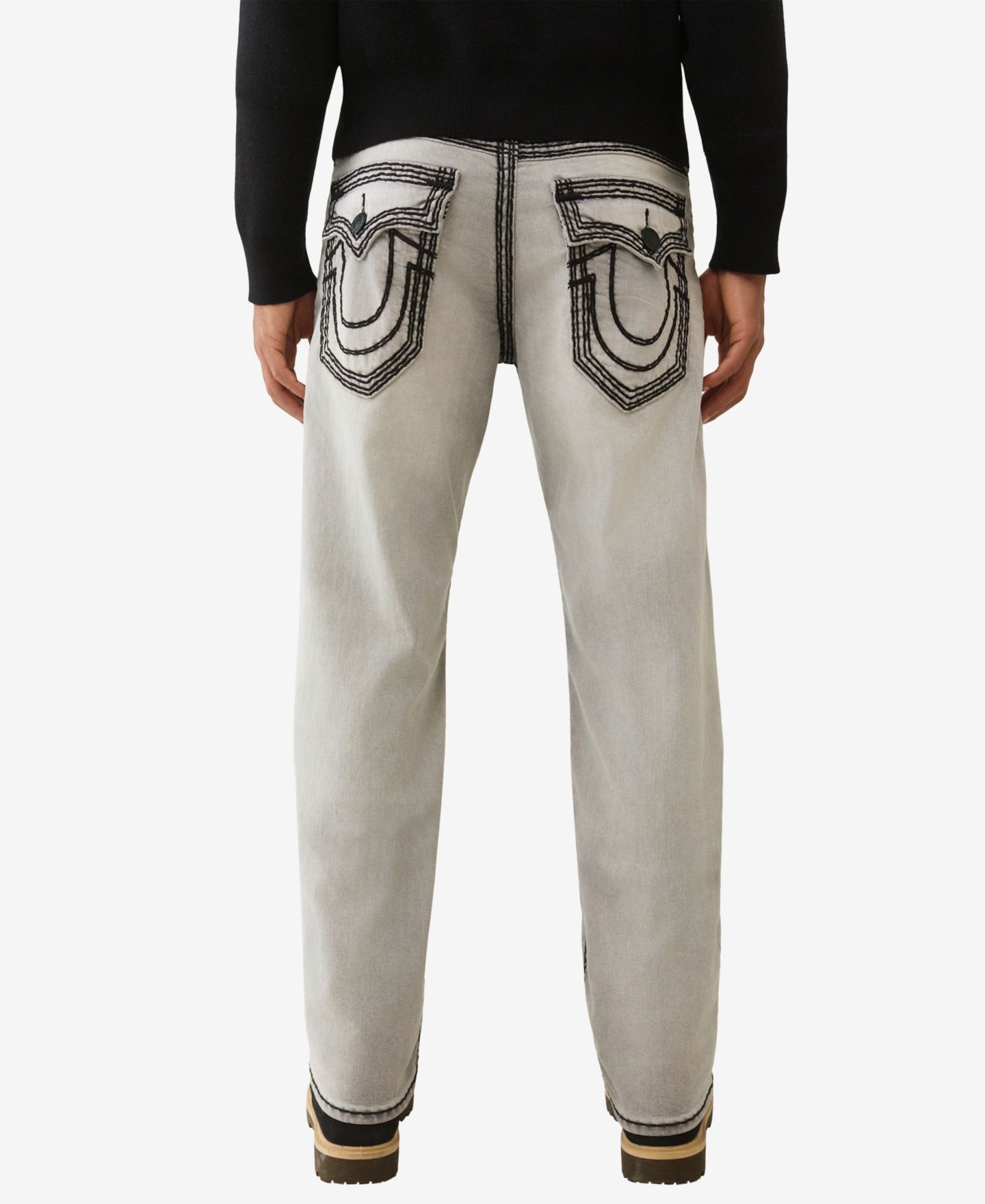 Мужские джинсы True Religion Ricky Straight Super Qt Flap, цвет: Серый варёный — фото 3