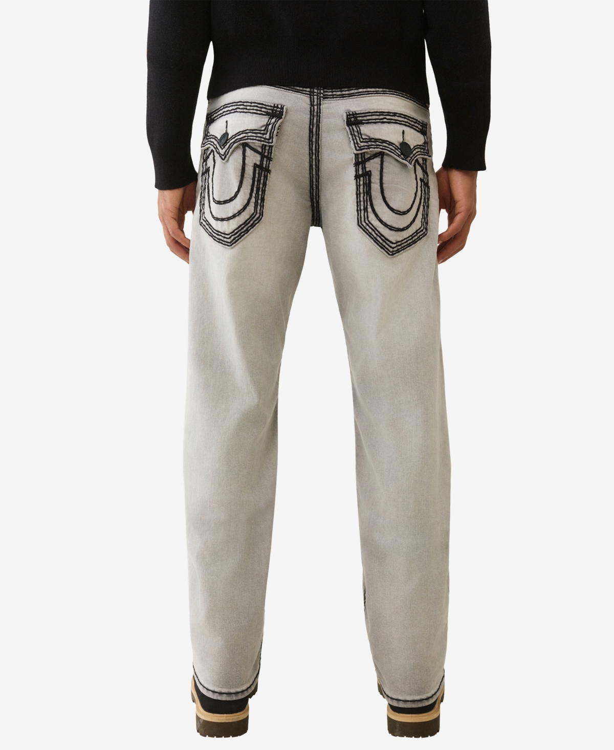 True Religion Men's Ricky Straight Super Qt Flap Jeans In Gray