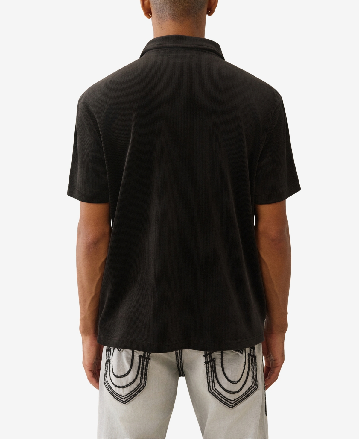 True Religion Men's Short-sleeve Velour Polo Shirt In Blue