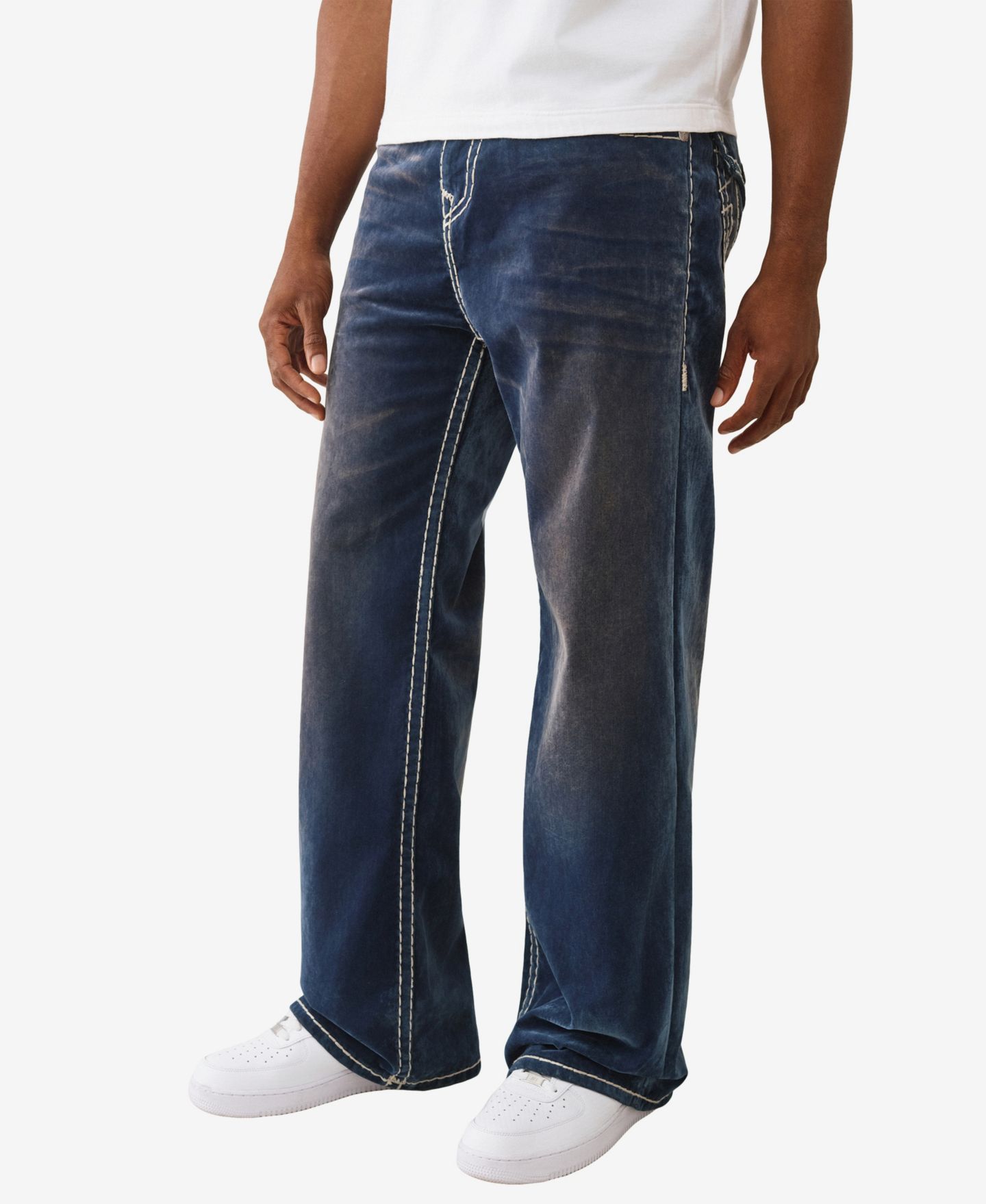 Мужские джинсы True Religion Velvet Vinny Ultra Baggy Regular-Fit, цвет: Синий бархатный варёный — фото 2