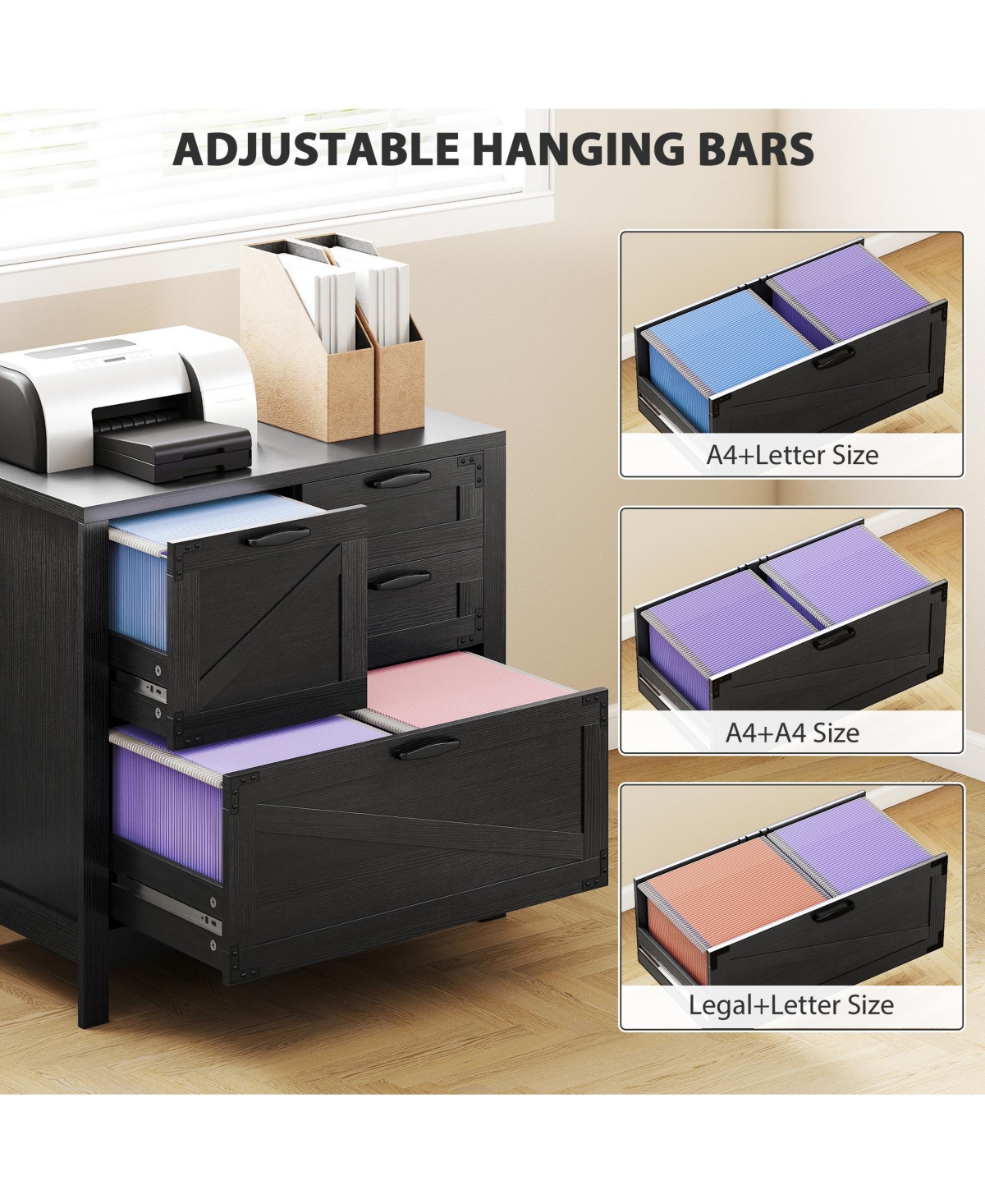 Homcom 4 Drawer File Cabinet Filing for Letter/A4/Legal Files