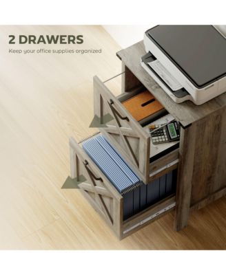 Vertical File Cabinet with 2 Drawers for A4 Letter Size, Light