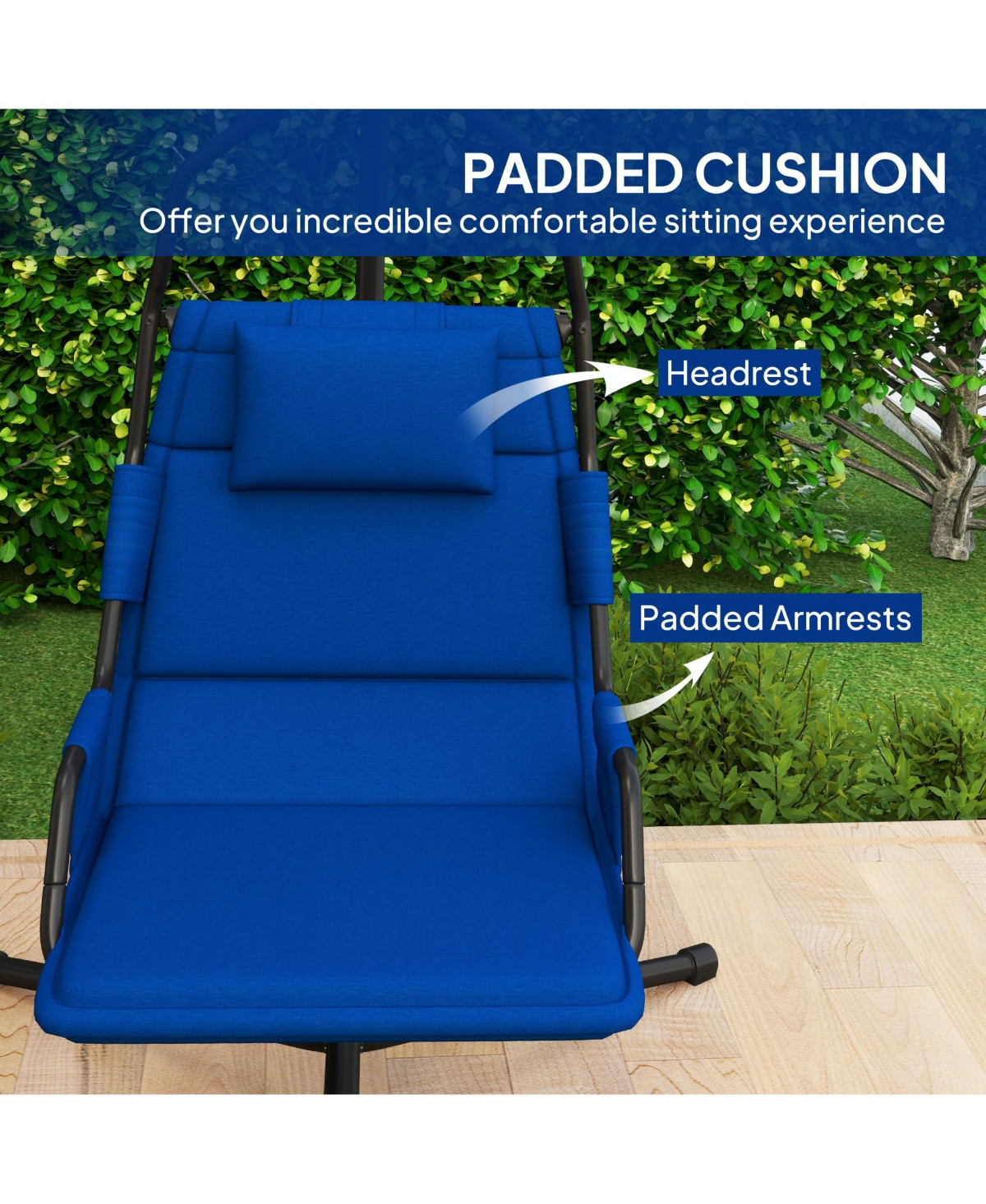 Outsunny Hanging Hammock Swing Chair with Pa Coating Cushion, Dark