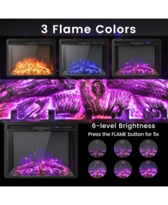 26 Inch Recessed Electric Fireplace with Adjustable Flame Brightness