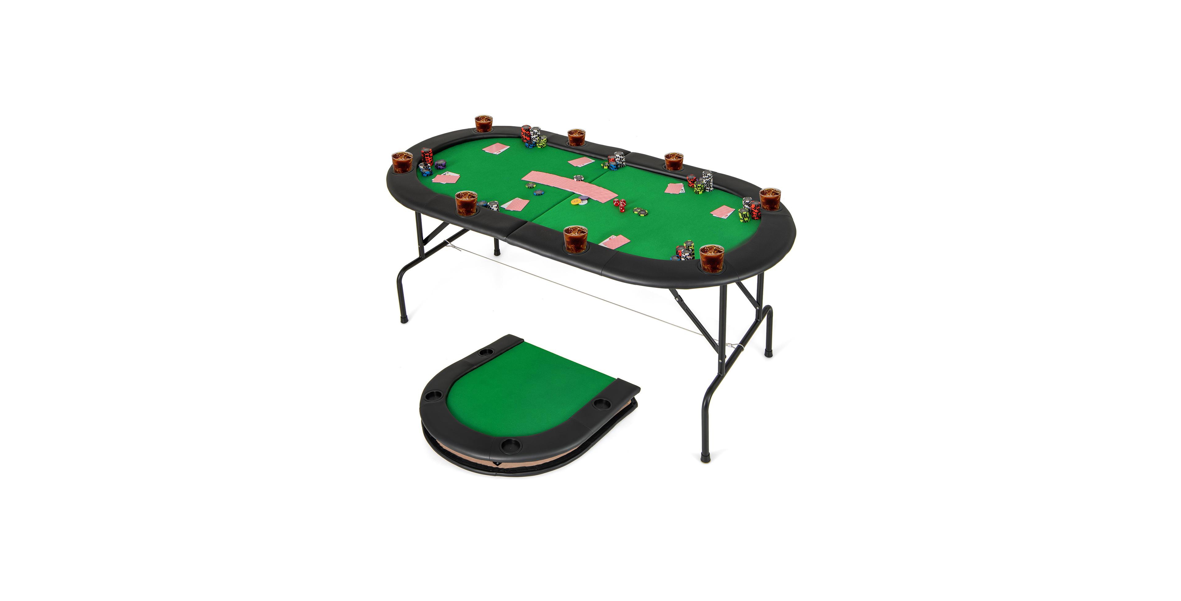 Sugift Foldable Poker Table with 8 Cup Holders and Padded Armrests