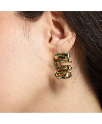 Women's The Enamel-Coil Hoop Earrings - Shamrock Green & California Gold