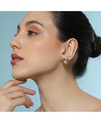 Women's The Bordeaux-Coeur Stud Earrings - California Gold