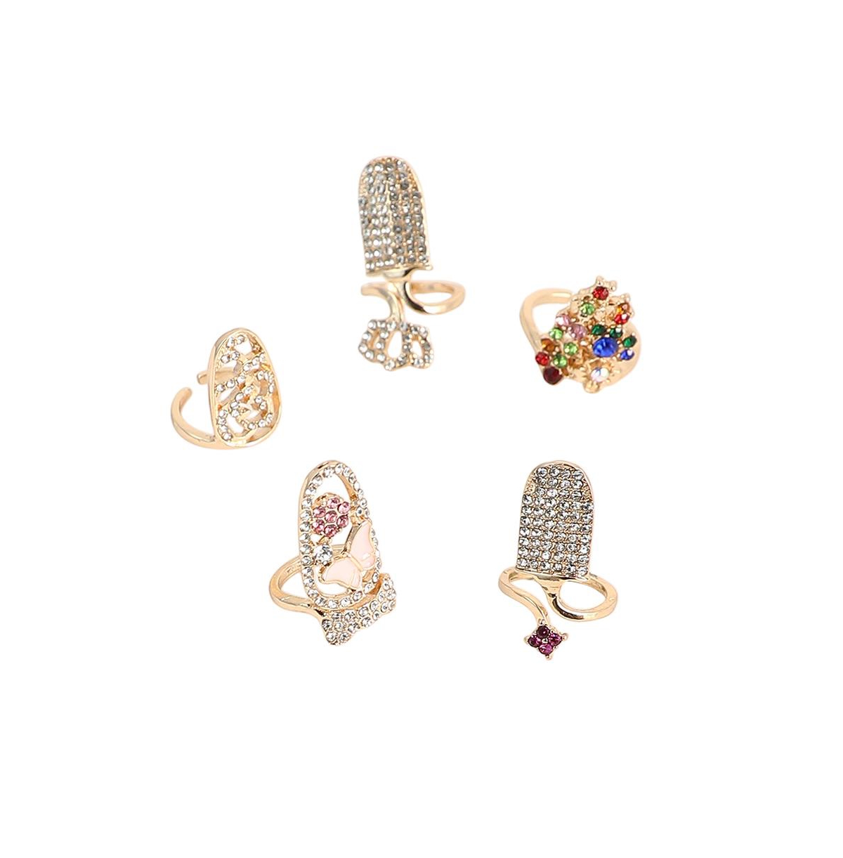 Women's The Regal-Papillon Nail Rings - California Gold (Set Of 5)