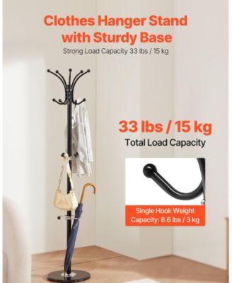 Freestanding Coat Rack with Marble Base, Umbrella Holder, and 14 Hooks