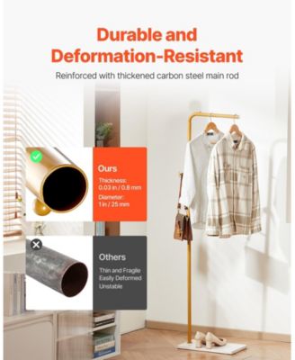 Freestanding Coat Rack with Quartz Stone Base and 3 Round Hooks