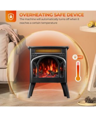 Electric Fireplace Heater 17" , Different Flame Effects, Adjustable Brightness and Heating Mode, Overheating Safe Design