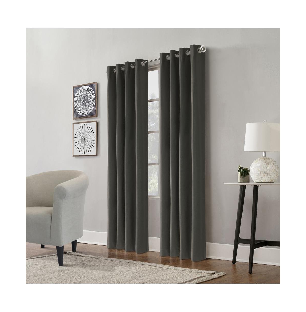 Thermaplus Edison Grommet Premium Quality Blackout Curtains Panel for Bedroom 52" x 63" Charcoal