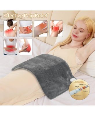 12''x24'' Grey Weighted Electric Heating Pad for Pain Relief, Machine Washable with 3 Heat Settings ,Heating pad for Neck and Shoulder, Knee