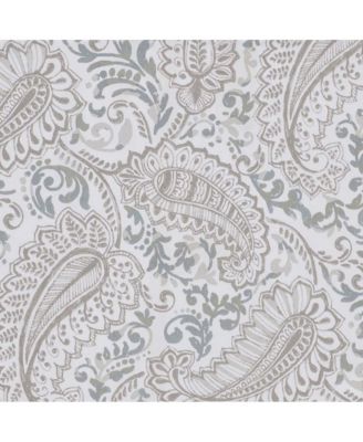 Shannon Printed Paisley Pattern on Cotton Fabric Tailored Tiers 1.5" Rod Pocket 50"x24" Natural