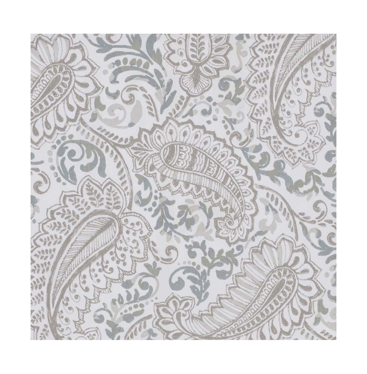 Ellis Curtain Shannon Printed Paisley Pattern on Cotton Fabric Tailored Tiers 1.5" Rod Pocket 50"x24" Natural
