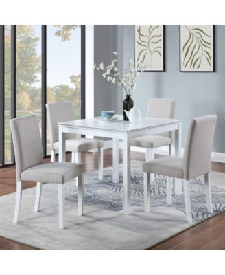 5-Piece Square Dining Table Set with 4 Upholstered Chairs, Crystal Trim Wood Table for Kitchen or Small Dining Room-Maison Boucle