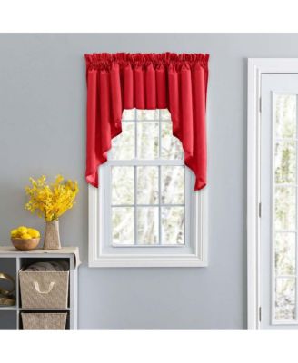 3" Rod Pocket High Quality Fabric Solid Color Window Lined Swag Set 126"x63" Red
