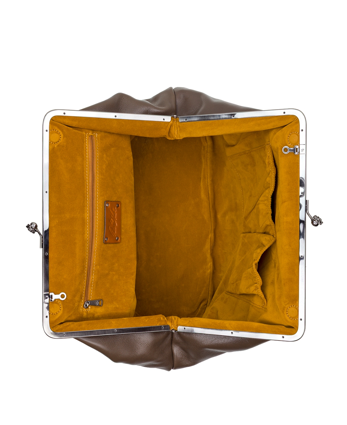 Patricia Nash Serafina Extra Large Leather Kisslock Bag In Brown