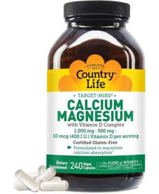 Country Life Target-Mins Calcium-Magnesium with Vitamin D Complex ,240 Caps
