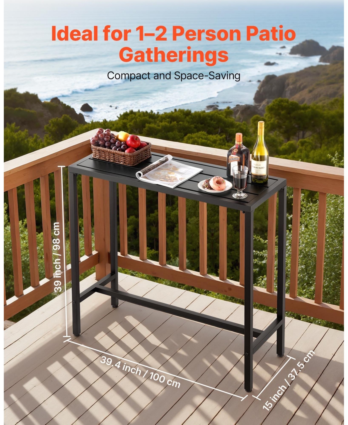 Slickblue Weather-Resistant Bar Table with Waterproof Surface Outdoor