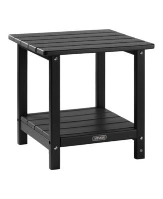 2-Tier Outdoor Side Table in Black HDPE for Backyard or Indoor Use