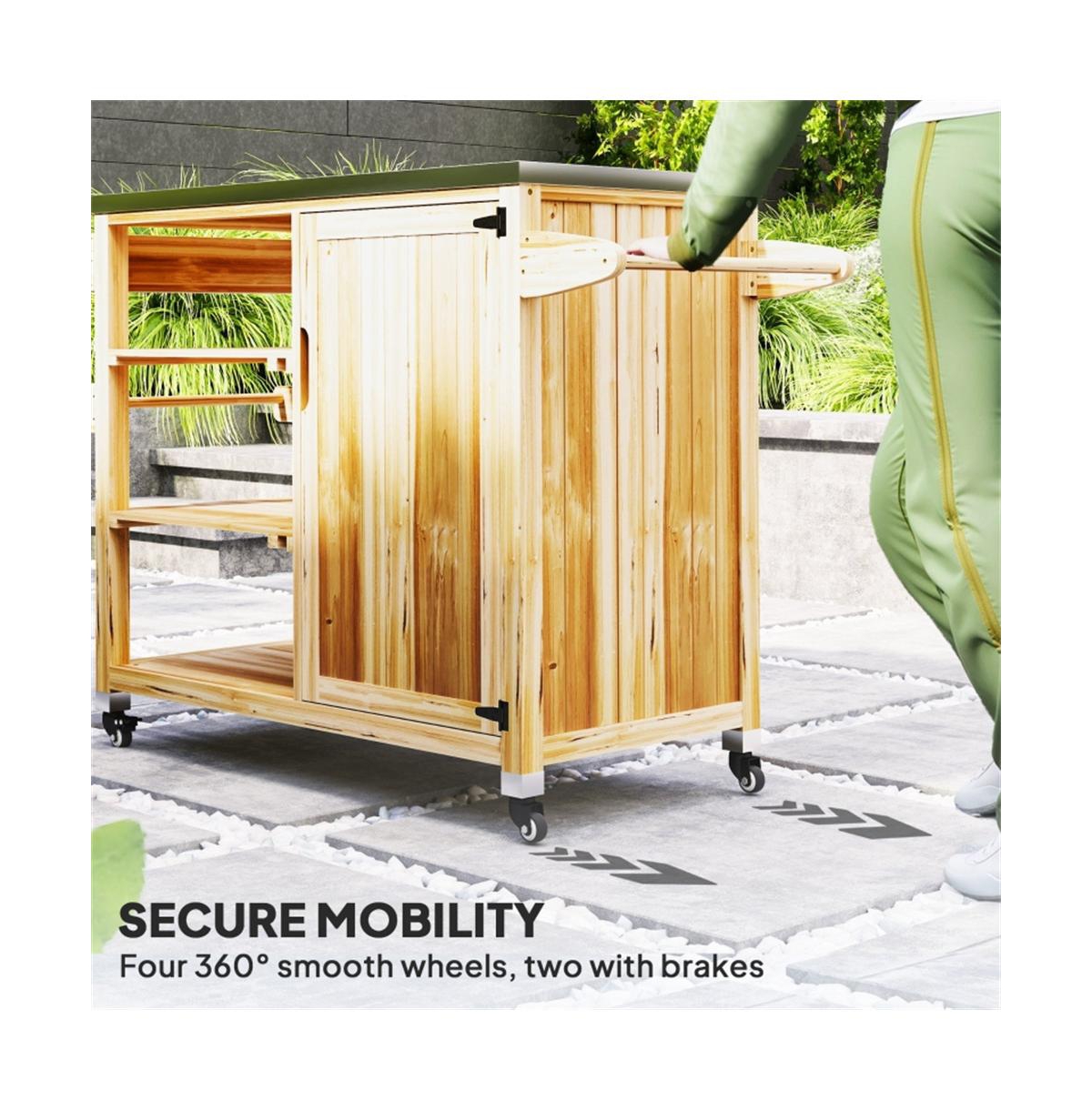 Mobile Grill Cart with Compact Design for Outdoor Cooking and Entertaining