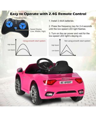 12V Kids Ride-On Car with Remote Control and Lights-Pink
