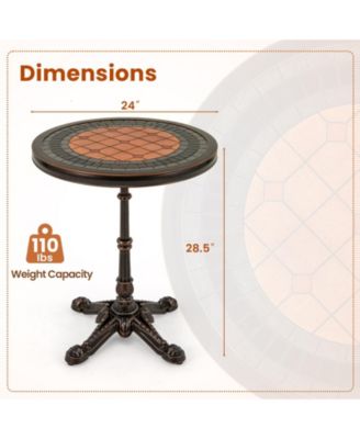 32" Patio Dining Table with 1.6" Umbrella Hole & Lid DPC Tabletop for Backyard